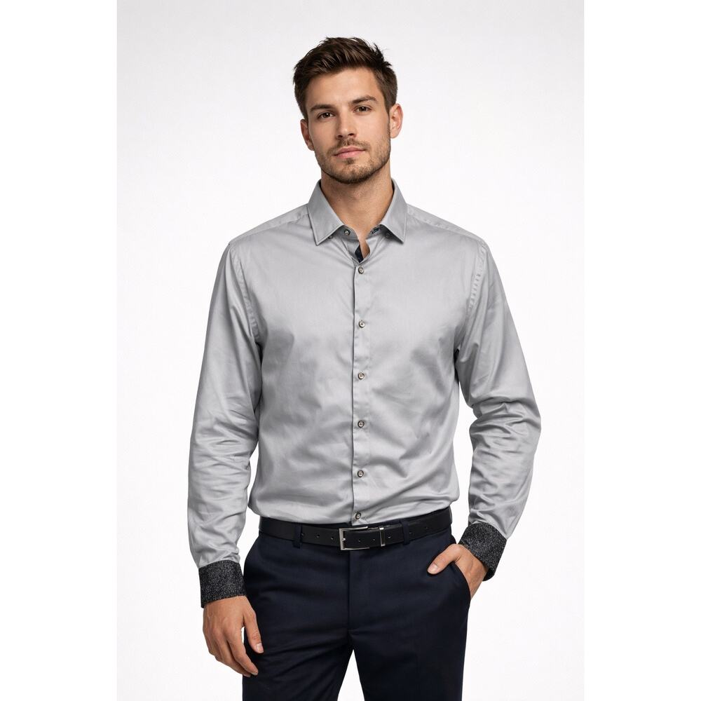 Ted Baker Modern Fit Blue Long Sleeve Button Down Shirt Cotton Mens Size 16.5
